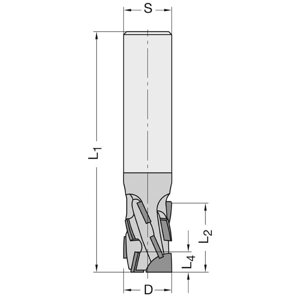 Diamant Groeffrees Ø 25 x 42 mm, TL=110 mm, S=25 mm, Z=3+3, DP