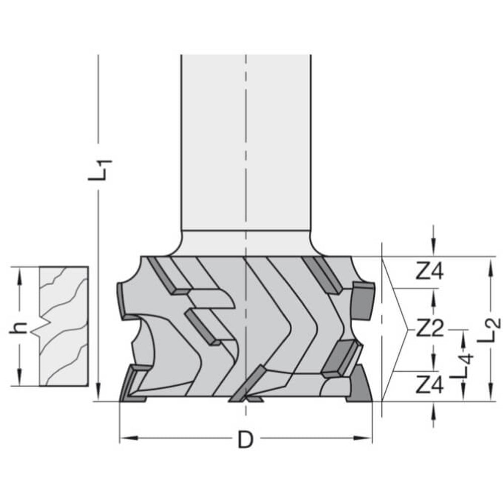 Diamant Kantenfrees Ø 50 x 22 mm, TL=85 mm, S=25 mm, Z=4+2+4, DP