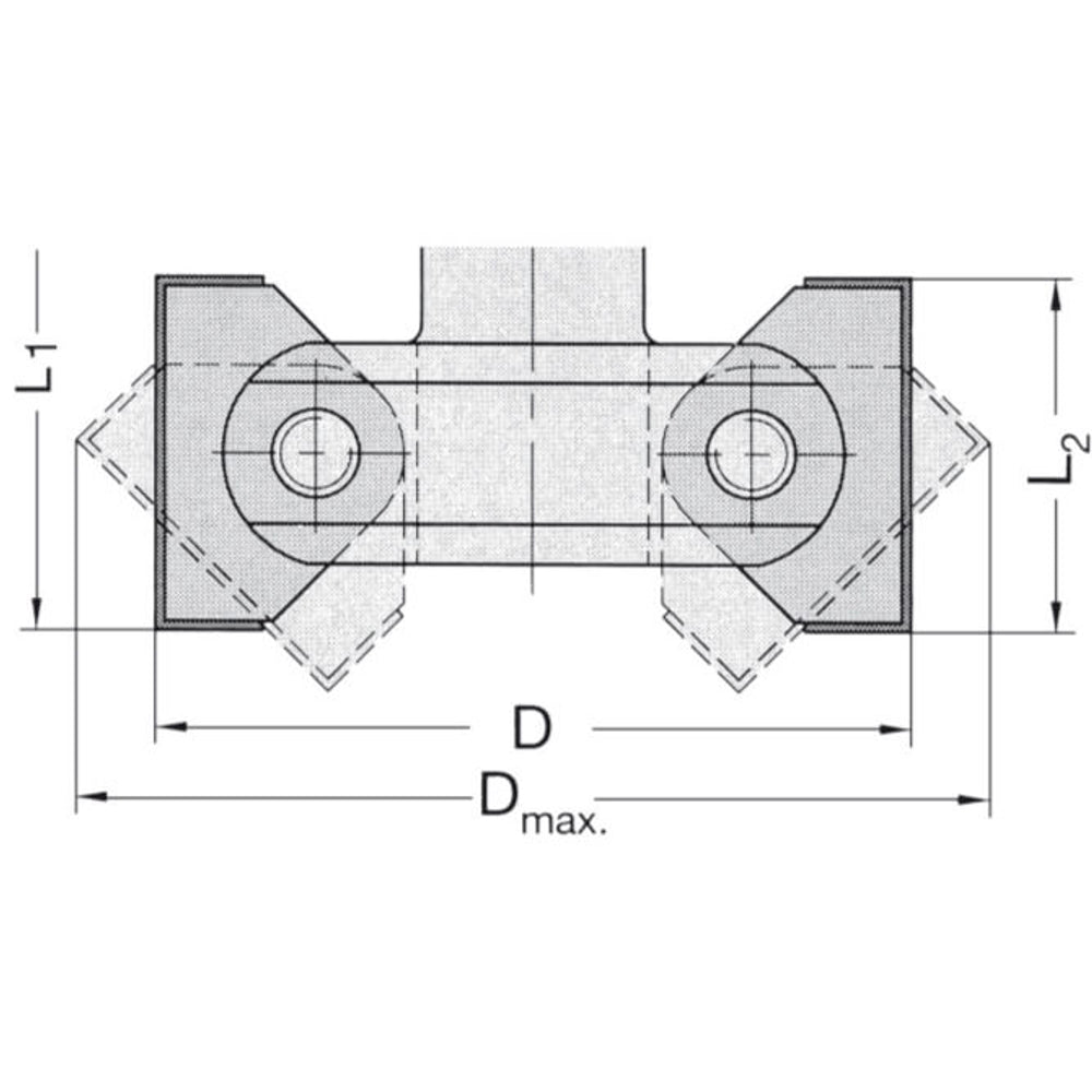 Keermes Zwenkkopfrees Ø=85 x 40 mm, TL=95 mm, S=20 mm, Z=2, HW