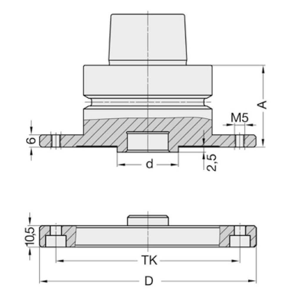 Zaagbladopname HSK63F D=106mm (met Klemring)