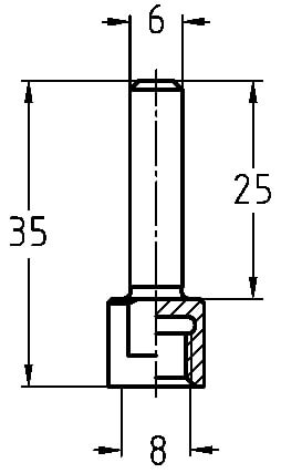 Wisselschacht 6 mm, L1=35 mm