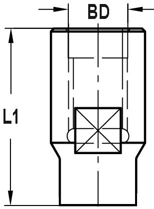 Wisselschacht Binnendraad M12, L1=30 mm