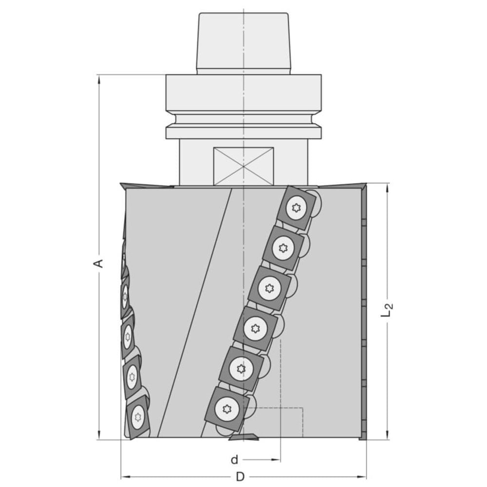 Keermes Spiraalmessenkop Ø 100 x 30 mm in HSK opname, Z=2+V4, HW