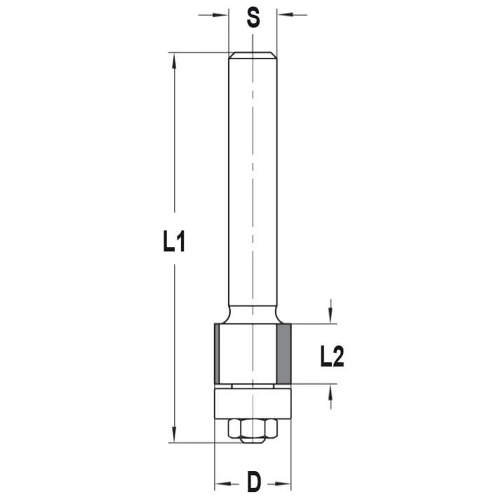 Diamant Kantenfrees recht Ø 12,7 x 10 mm, TL=65 mm, S=8 mm, DP