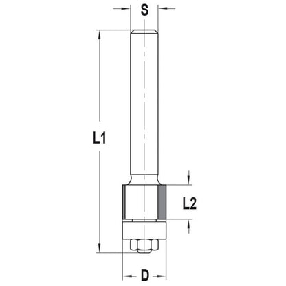 Diamant Kantenfrees recht Ø 12,7 x 10 mm, TL=65 mm, S=8 mm, DP