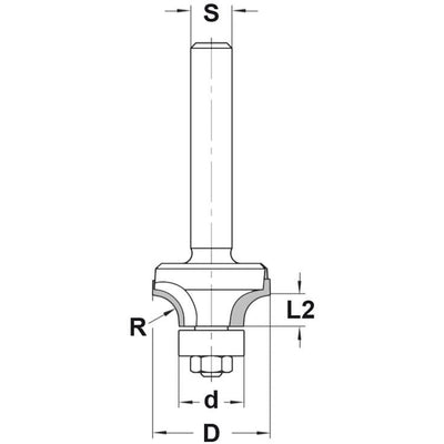 Diamant Afrondprofielfrees R=3,0 mm lager, D=20 mm, S=8 mm, DP