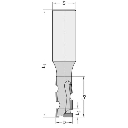 Diamant Groeffrees Ø 18 x 26 mm, TL=90 mm, S=20 mm, Z=1+1, DP