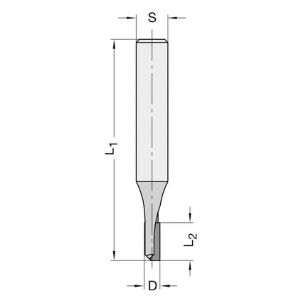 Diamant Groeffrees Recht Ø 6 x 12 mm t.b.v. Fixchip®, S=12 mm, DP, Z=1