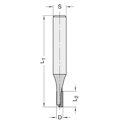 Diamant Groeffrees Ø 4 x 12 mm, TL=55 mm, S=6 mm, Z=1, DP