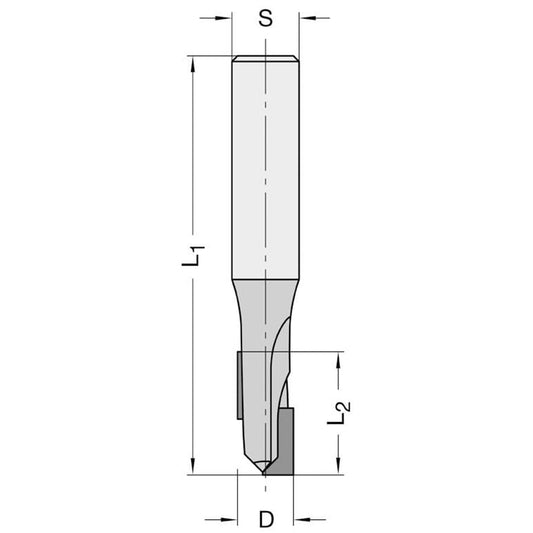 Diamant Groeffrees Ø 8 x 22 mm, TL=70 mm, S=8 mm, Z=1+1, DP