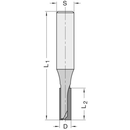 Diamant Groeffrees Ø 8 x 22 mm, TL=75 mm, S=12 mm, Z=2, DP