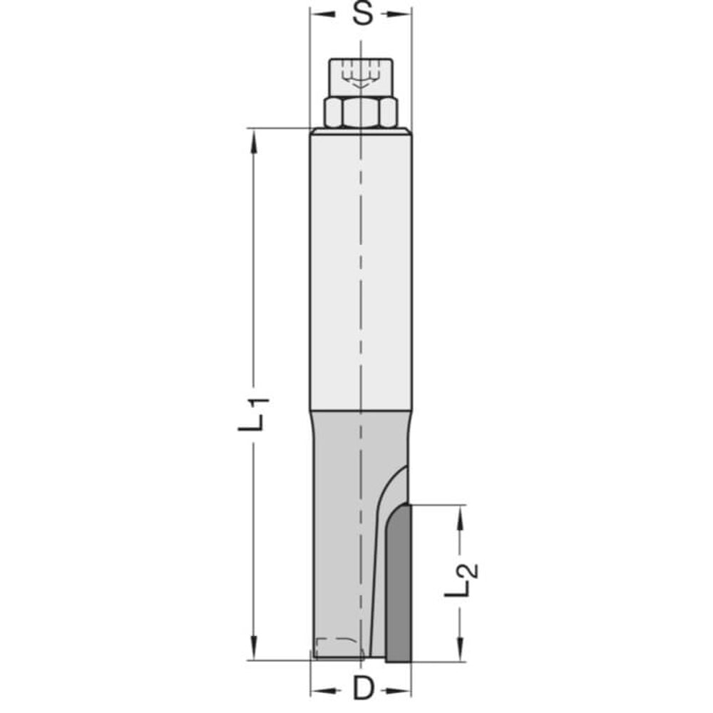 Diamant Groeffrees Ø 12 x 25 mm, TL=70 mm, S=12 mm, Z=1, DP