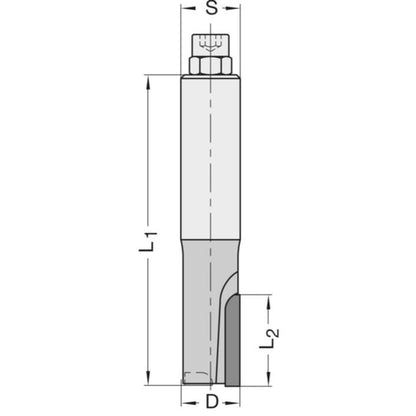Diamant Groeffrees Ø 12 x 25 mm, TL=70 mm, S=12 mm, Z=1, DP
