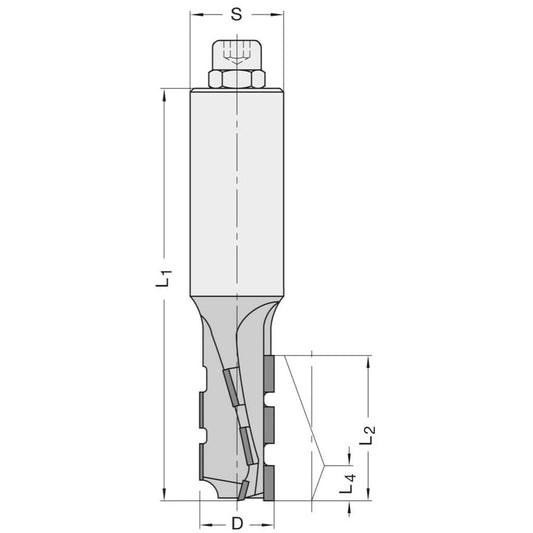 Diamant Groeffrees Ø 18 x 53 mm, TL=120 mm, S=25 mm, Z=2, DP