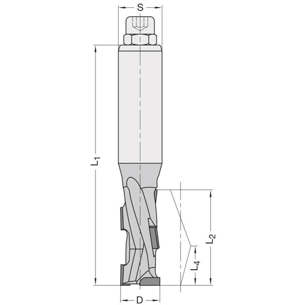 Diamant Groeffrees Ø 18 x 43 mm, TL=110 mm, S=25 mm, Z=1+1, DP