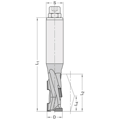 Diamant Groeffrees Ø 18 x 43 mm, TL=110 mm, S=25 mm, Z=1+1, DP