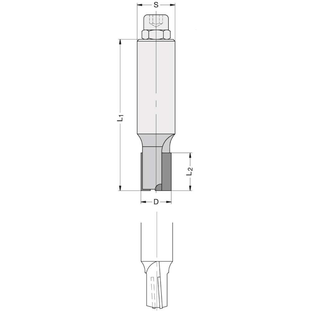 Diamant Groeffrees Ø 16 x 15 mm, TL=80 mm, S=16 mm, Z=2, DP