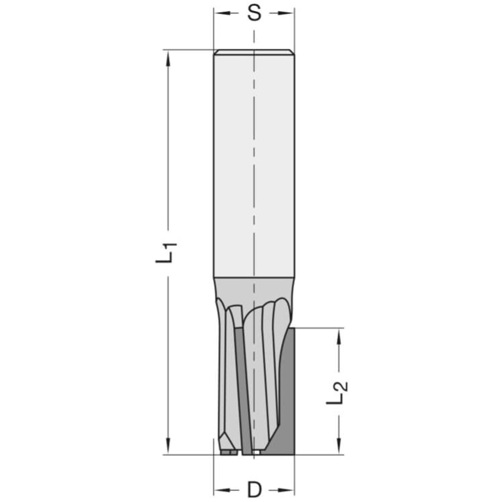 Diamant Groeffrees Ø 16 x 15 mm, TL=80 mm, S=16 mm, Z=3, DP