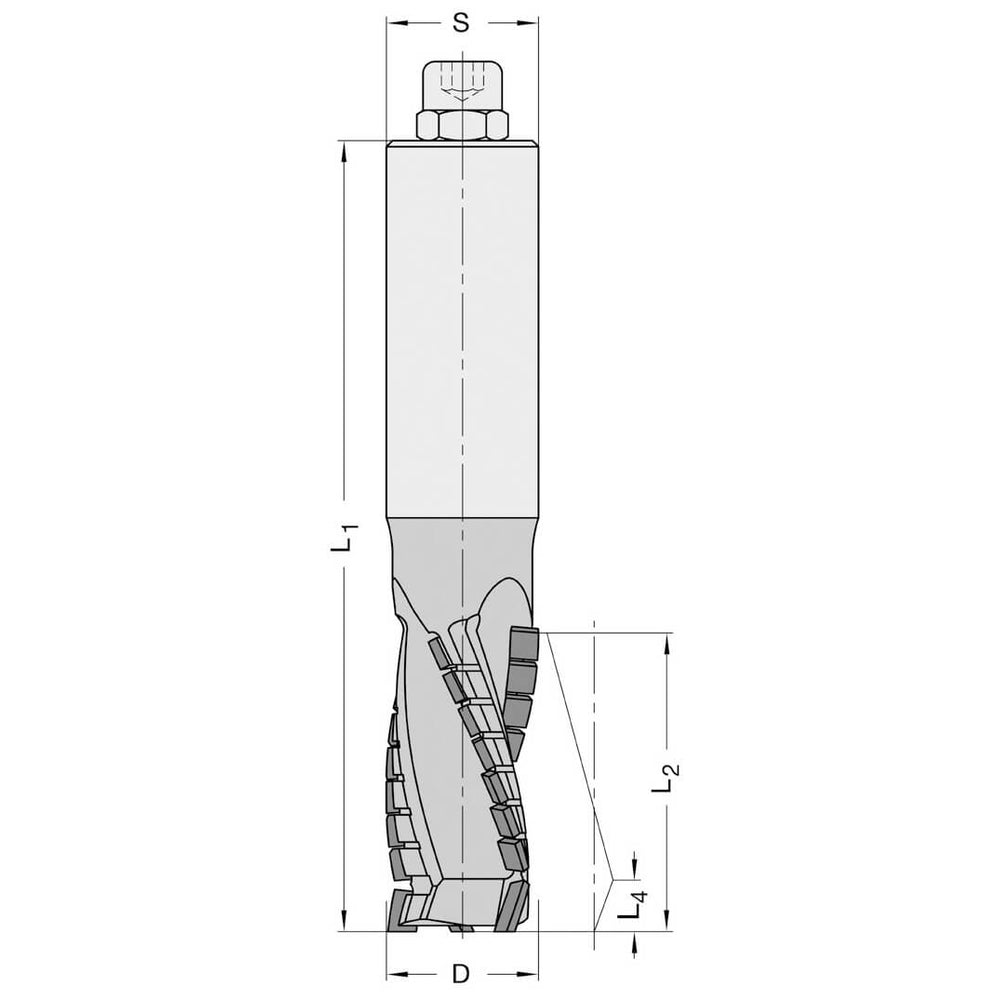 Diamant Groeffrees Ø 25 x 38 mm, TL=120 mm, S=25 mm, Z=3, DP