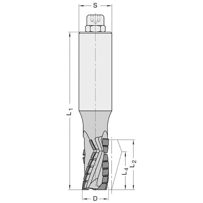 Diamant Groeffrees Ø 20 x 48 mm, TL=125 mm, S=25 mm, Z=3, DP
