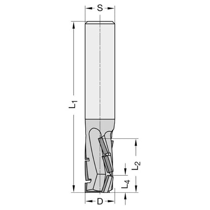 Diamant Groeffrees Ø 12 x 22 mm, TL=75 mm, S=12 mm, Z=3, DP