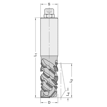 Diamant Groeffrees Ø 12 x 24 mm, TL=70 mm, S=12 mm, Z=2, DP