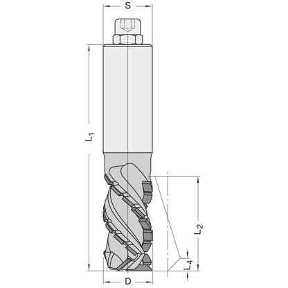 Diamant Groeffrees Ø 25 x 48 mm, TL=115 mm, S=25 mm, Z=2, DP