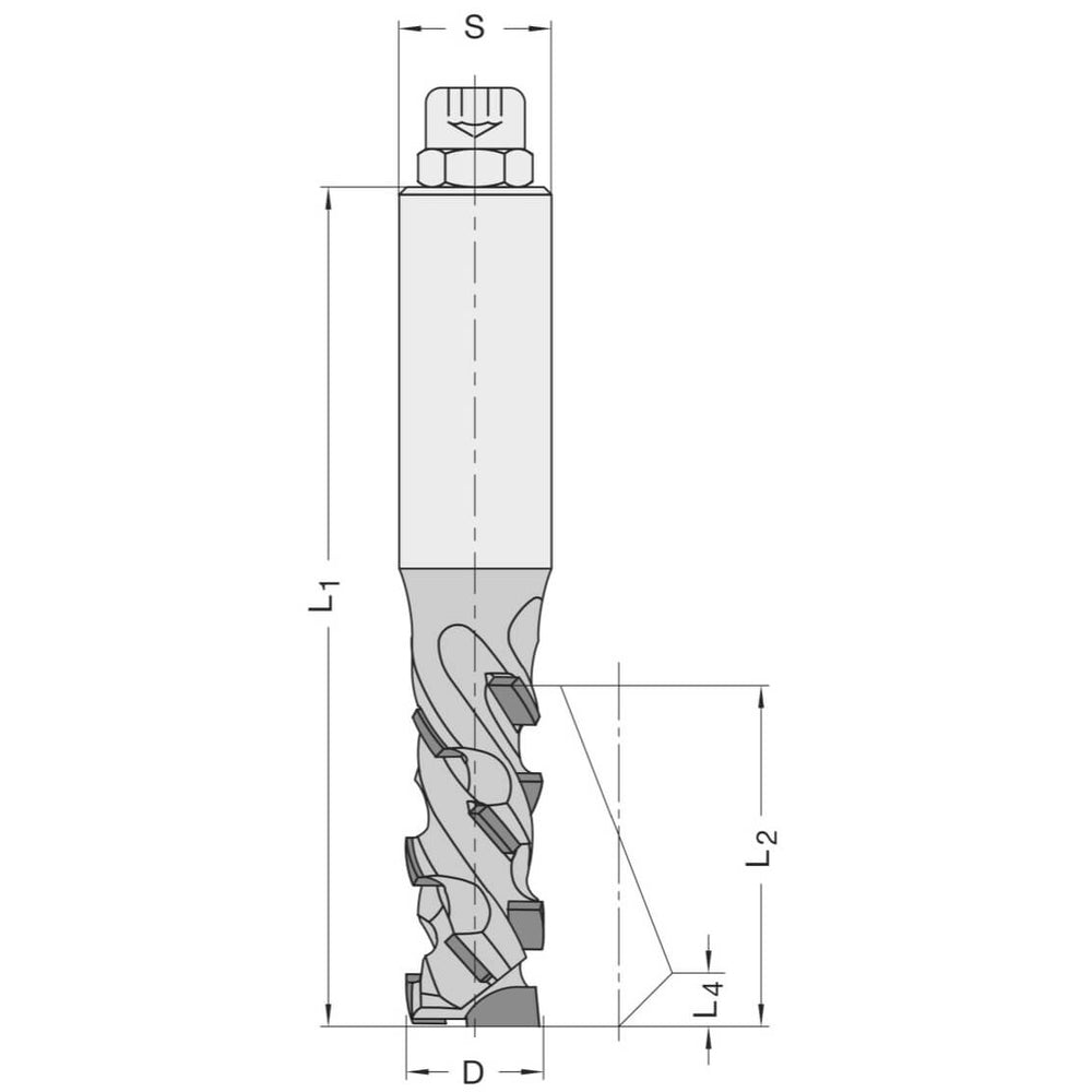 Diamant Groeffrees Ø 25 x 28 mm, TL=95 mm, S=25 mm, Z=1, DP