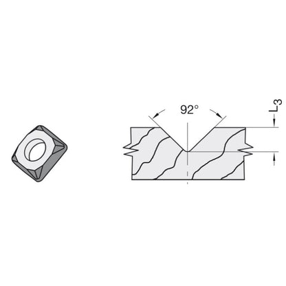 Diamant Sierprofielfrees 92°, L3=5,6 mm, TL=65 mm, S=8 mm, Z=1, DP