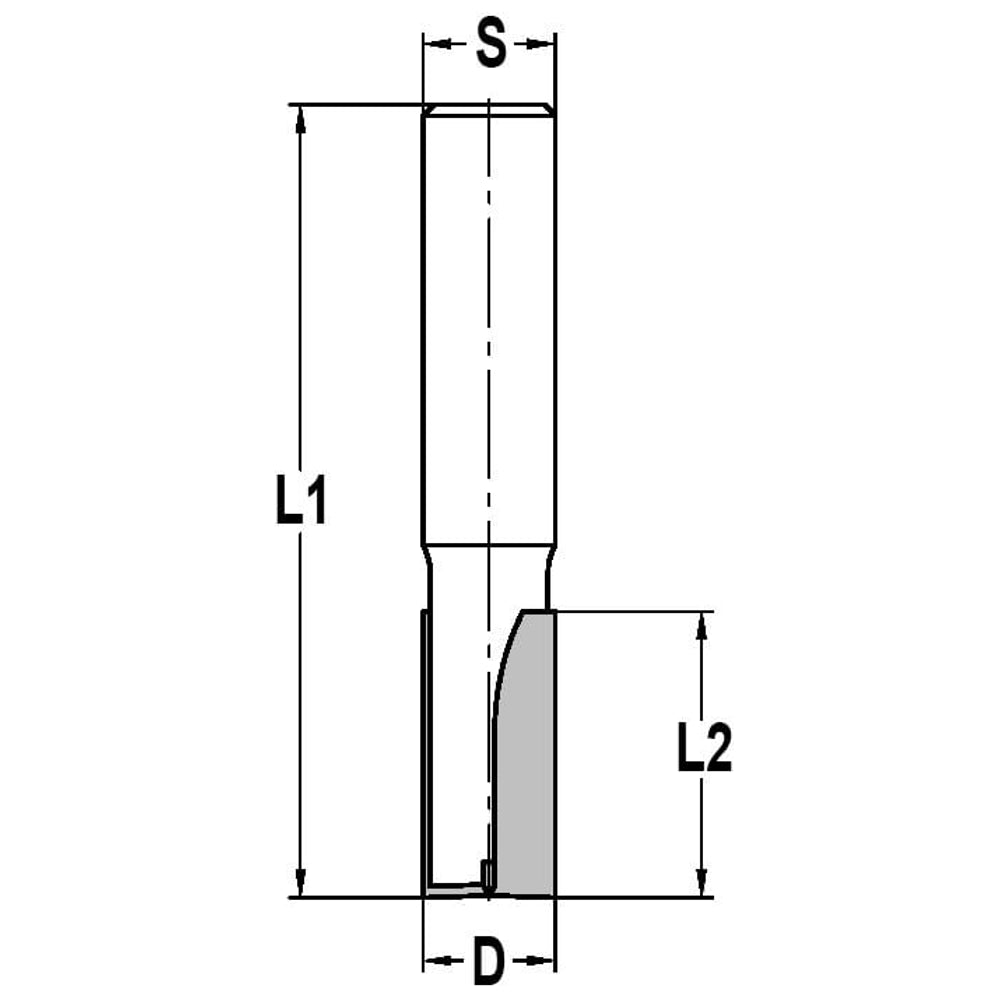 Groeffrees Ø 10 x 22 mm, TL=60 mm, S=12 mm, HW