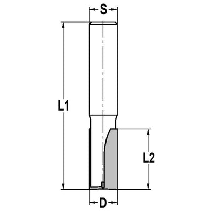 Groeffrees Ø 10 x 22 mm, TL=60 mm, S=12 mm, HW