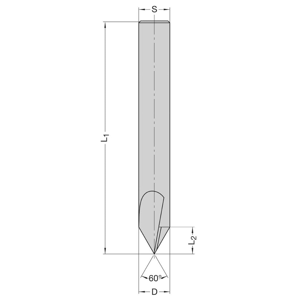 V-Groef/Graveerfrezen 60°, S=16 mm, VHW, Z=2