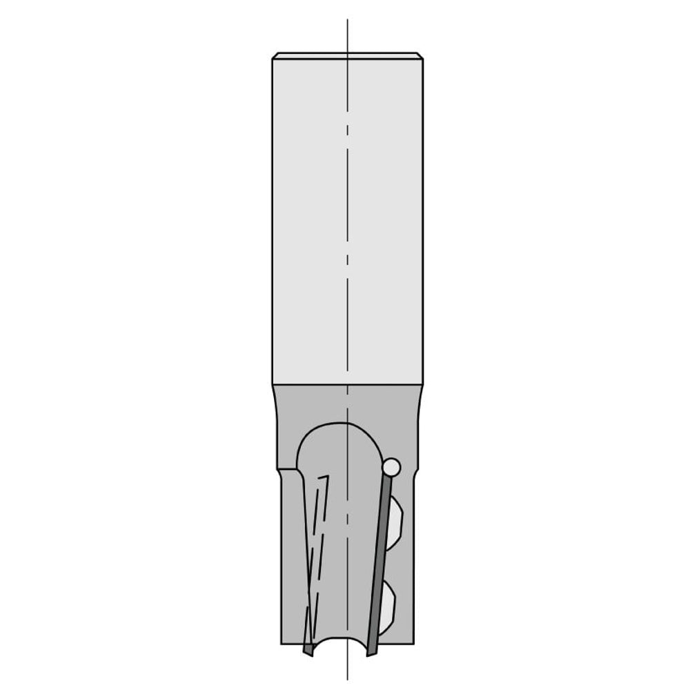 Keermesgroeffrees Ø 25 x 30 mm, TL=100 mm, S=25 mm, Z=2, HW