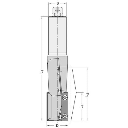 Keermesgroeffrees Ø 30 x 75 mm, TL=145 mm, S=25 mm, Z=2+2, HW