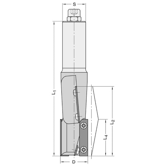 Keermesgroeffrees Ø 30 x 75 mm, TL=145 mm, S=25 mm, Z=2+2, HW