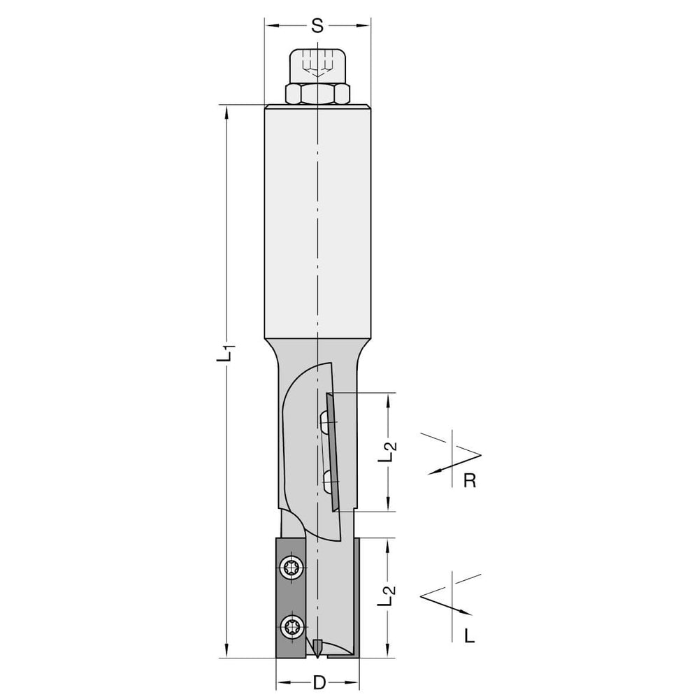 Keermesgroeffrees Ø 20 x 28 mm, TL=130 mm, S=25 mm, Z=2+2, HW