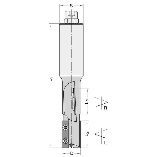 Keermesgroeffrees Ø 20 x 28 mm, TL=130 mm, S=25 mm, Z=2+2, HW