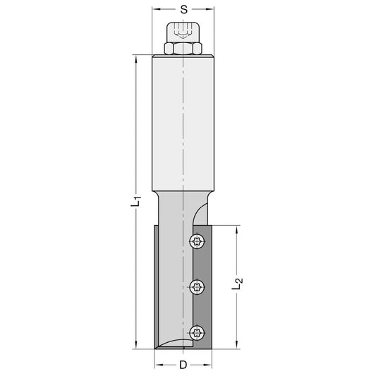 Keermesgroeffrees Ø 25 x 50 mm, TL=119 mm, S=25 mm, Z=2, HW