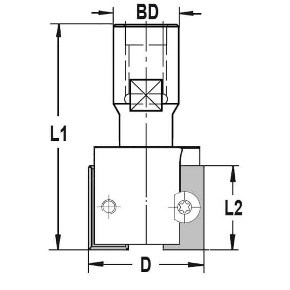 UNITEC houder met sponningkeermessen zonder lager Ø 26 x 19,4 mm, Binnendraad M12, HW