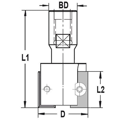UNITEC houder met sponningkeermessen zonder lager Ø 26 x 19,4 mm, Binnendraad M12, HW