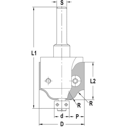 Keermesprofielfrees R=5 met lager