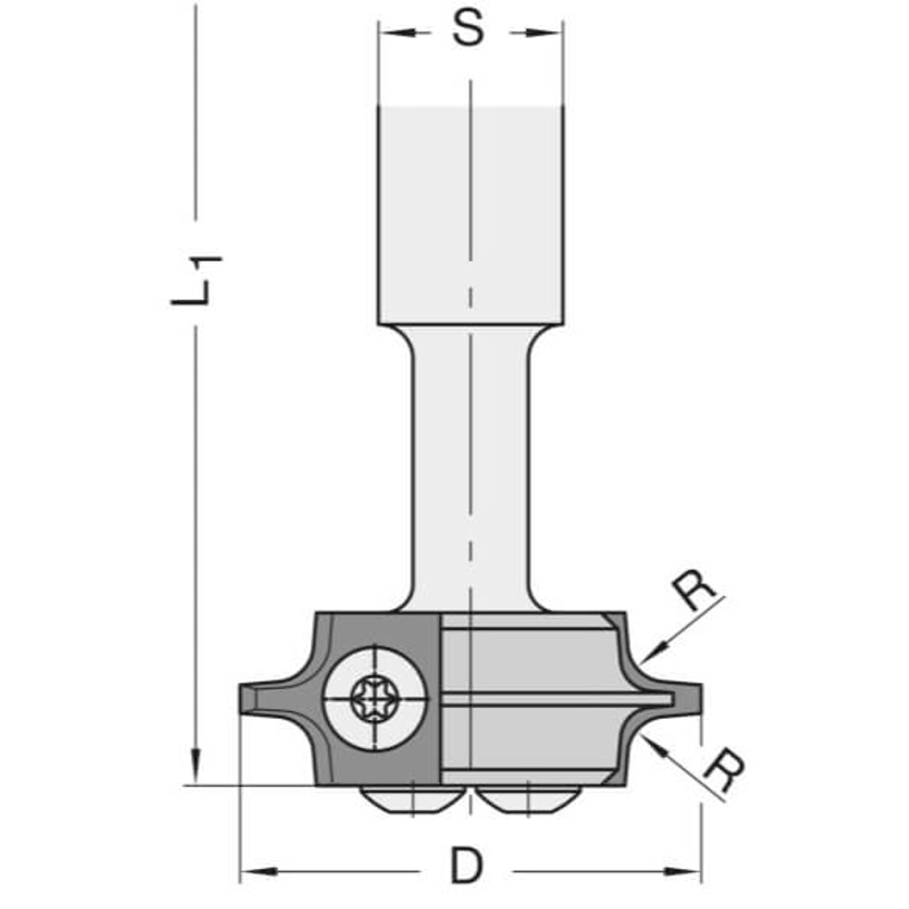 Keermes Afrondfrees R=3 mm, TL=100 mm, S=16 mm, Z=2, HW