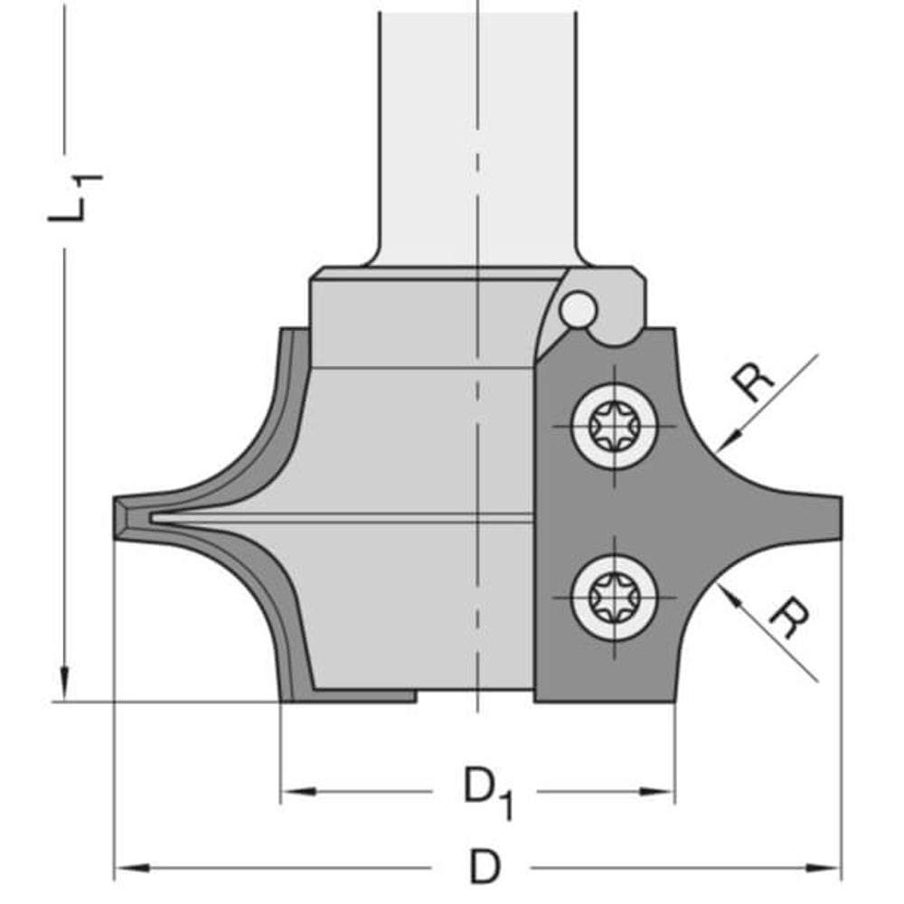 Keermes Afrondfrees R=6 mm, TL=120 mm, S=20 mm, Z=2, HW