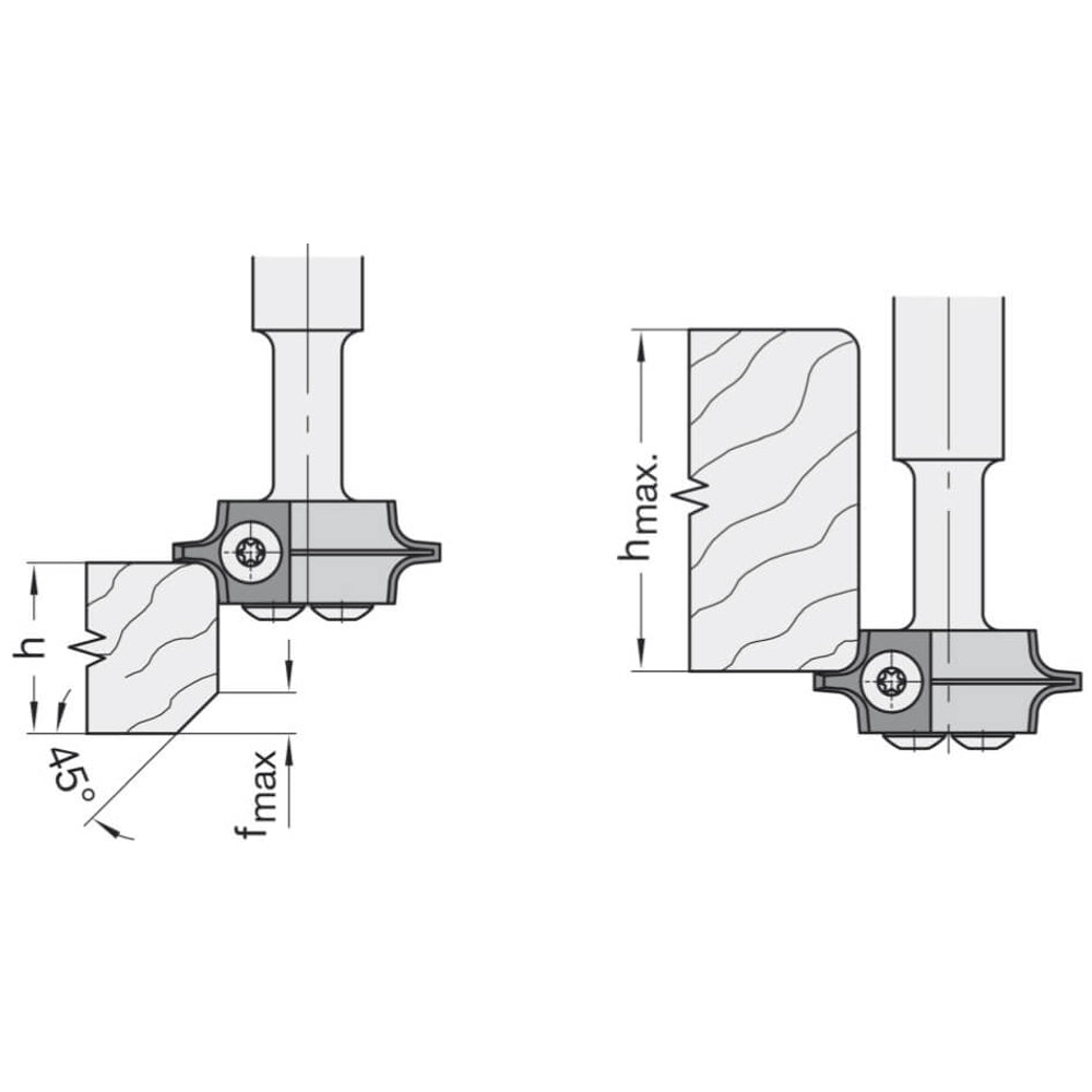 Keermes Afrondfrees R=4 mm, TL=100 mm, S=16 mm, Z=2, HW