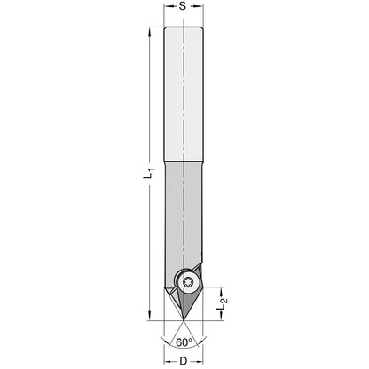 Keermes V-Groef/Graveerfrezen 60°, S=16 mm, HW, Z=1