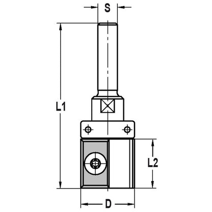 Keermeskantenfrees recht Ø 22 x 20 mm, TL=68 mm, S=8 mm, HW