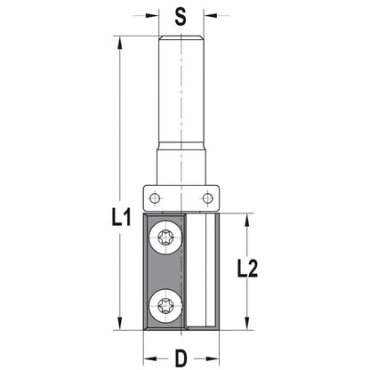 Keermeskantenfrees recht Ø 22 x 30 mm, TL=76 mm, S=10 mm, HW