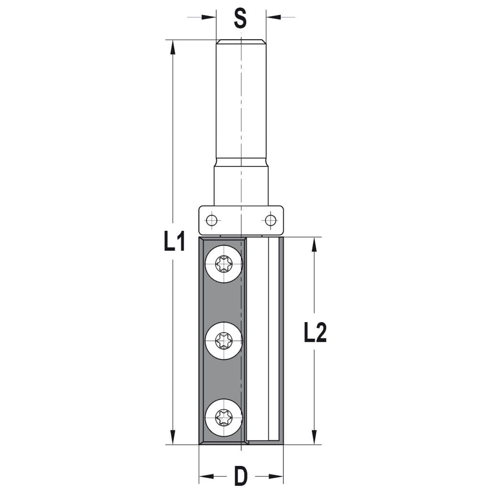 Keermeskantenfrees recht Ø 22 x 50 mm, TL=96 mm, S=12 mm, HW