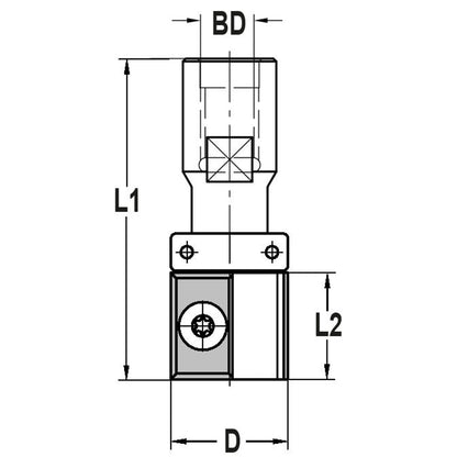 Keermeskantenfrees recht Ø 22 x 20 mm, TL=58 mm, Binnendraad M12, HW
