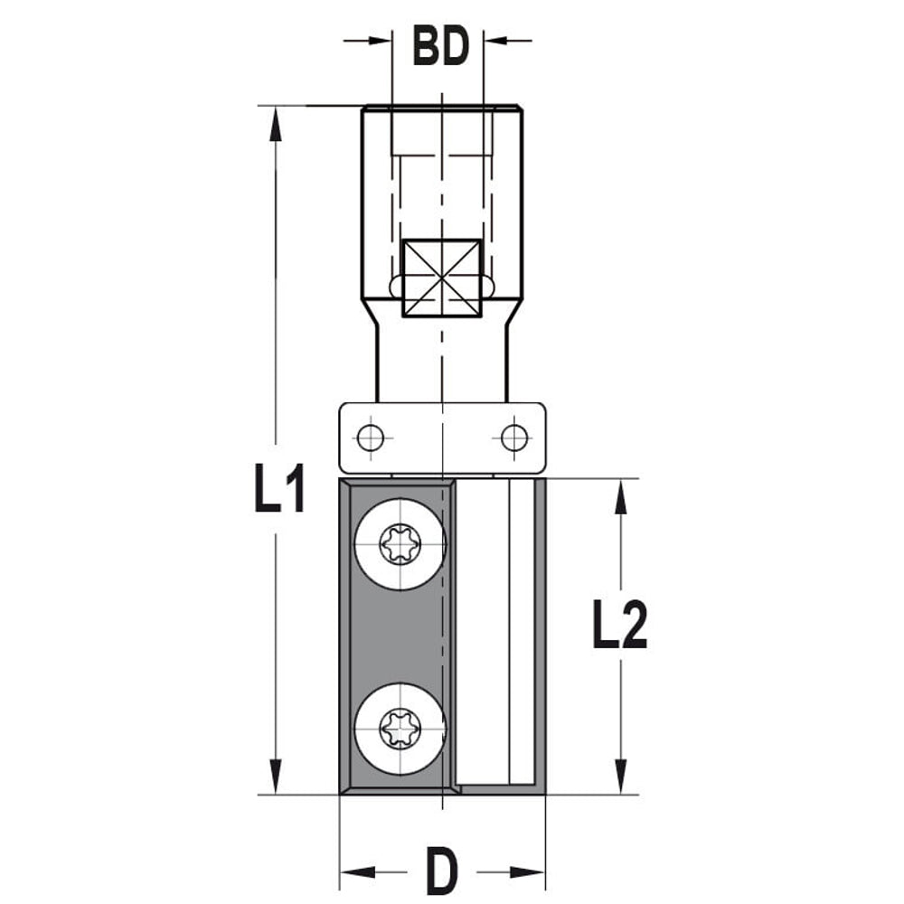 Keermeskantenfrees recht Ø 22 x 30 mm, TL=66 mm, Binnendraad M10, HW